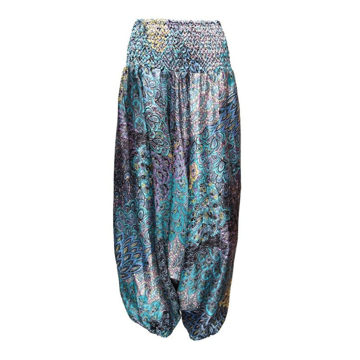 Patterned Satin Low Harem Pants