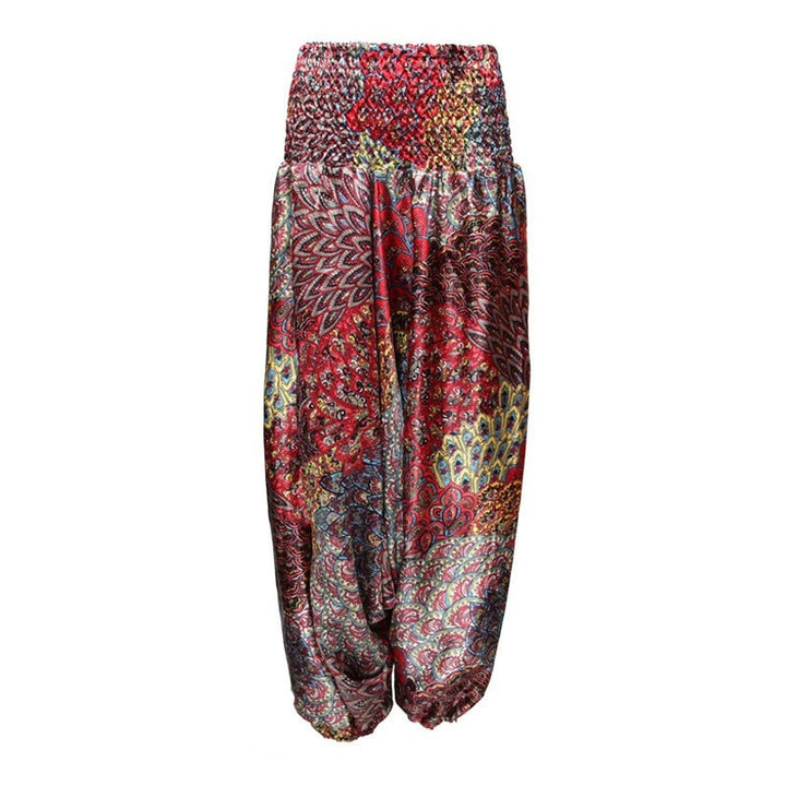 Patterned Satin Low Harem Pants
