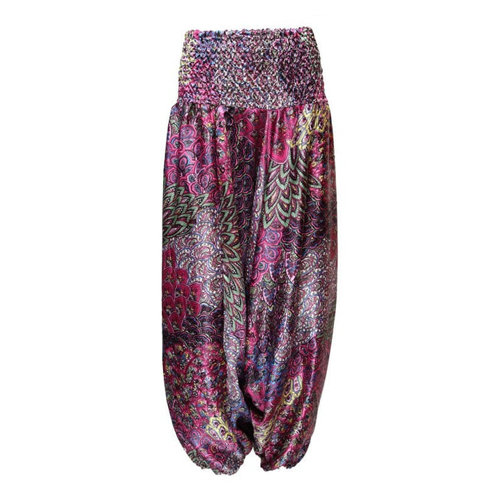 Patterned Satin Low Harem Pants