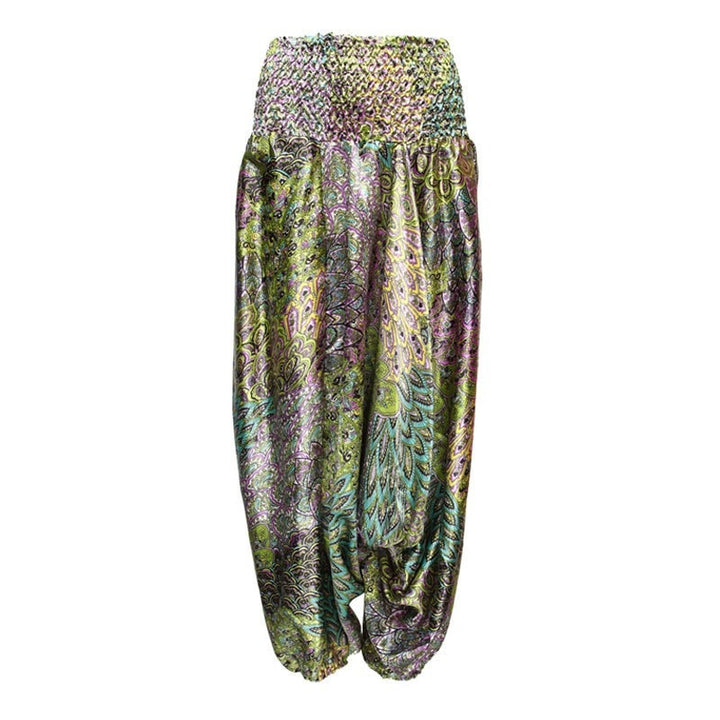 Patterned Satin Low Harem Pants