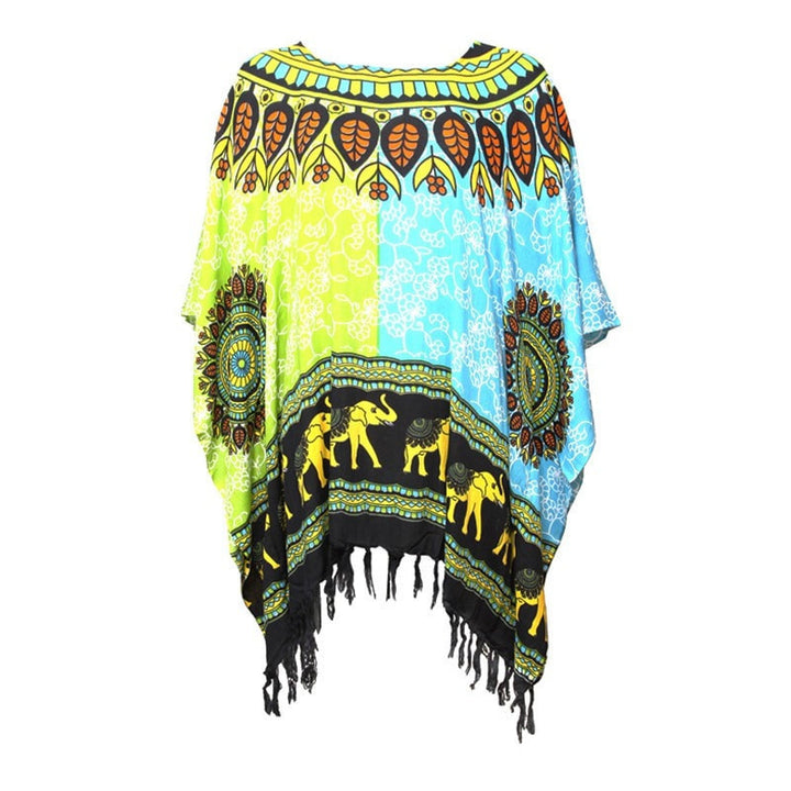 Patterned 2 Tone Kaftan Top