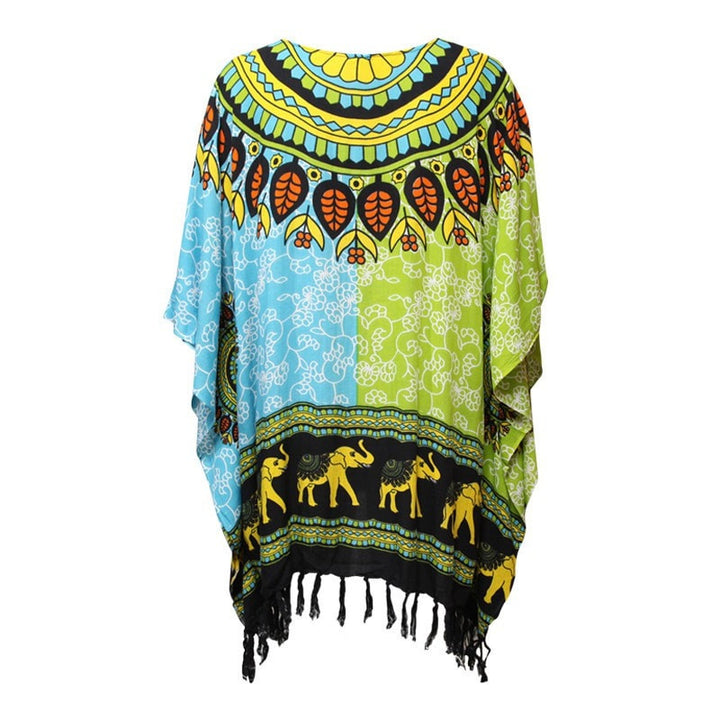 Patterned 2 Tone Kaftan Top