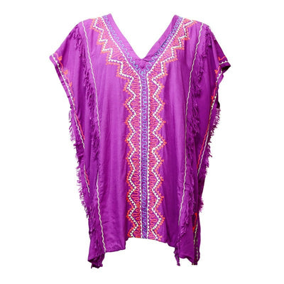 Embroidered V Neck Beach Cover Up
