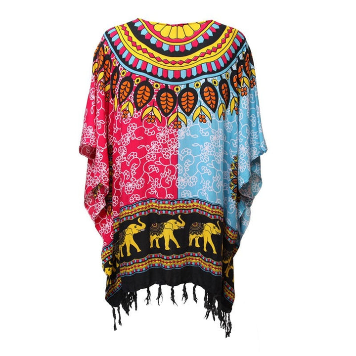 Patterned 2 Tone Kaftan Top