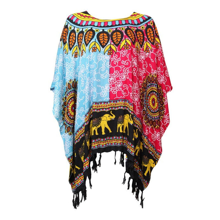 Patterned 2 Tone Kaftan Top