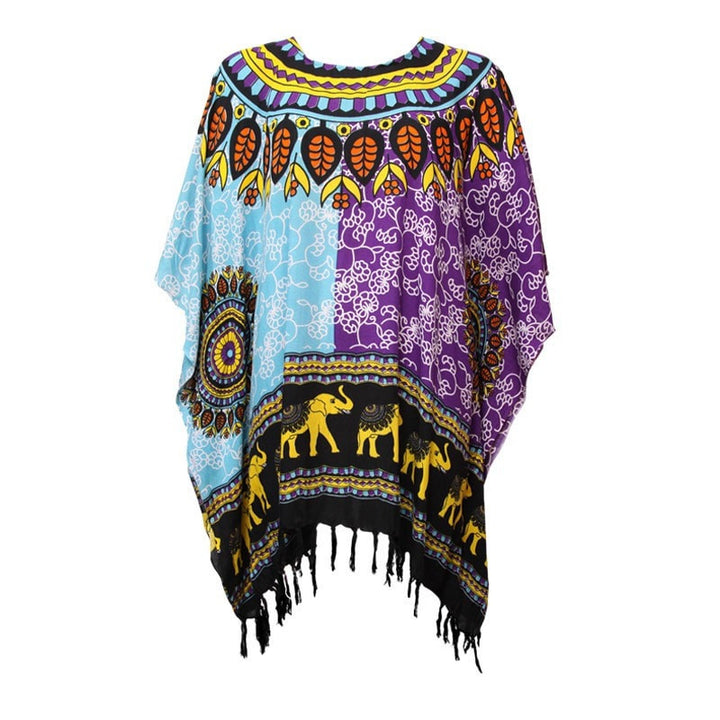 Patterned 2 Tone Kaftan Top