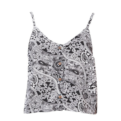Paisley Button Up Crop Top