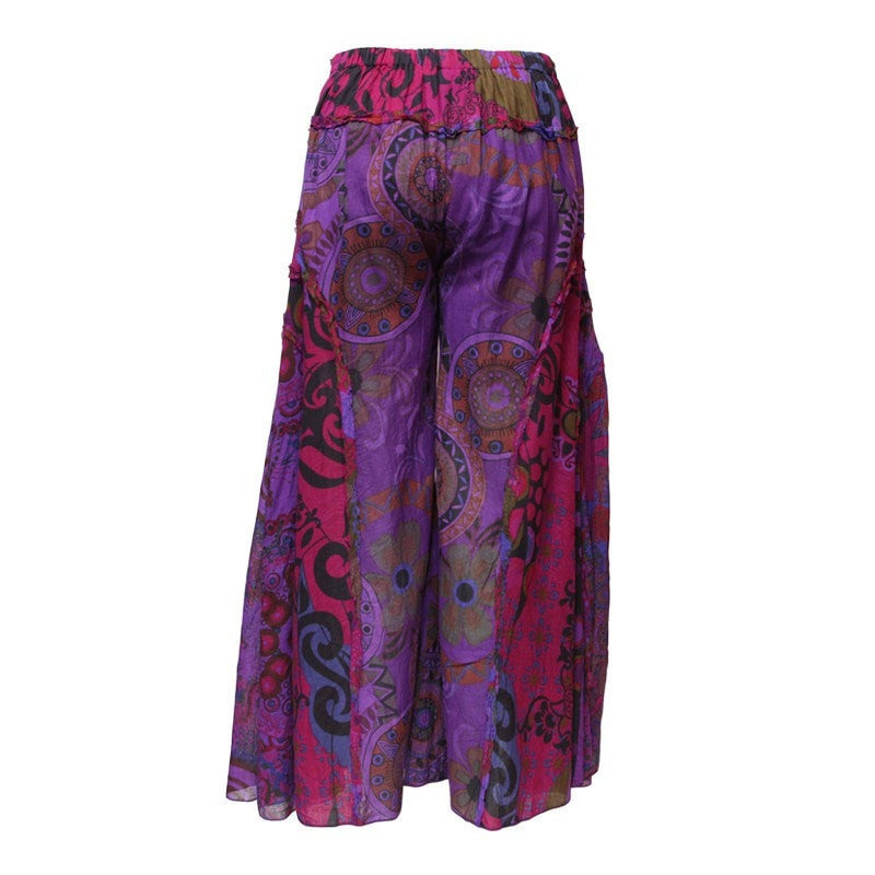 Purple Floral Wide Leg Palazzo Pants
