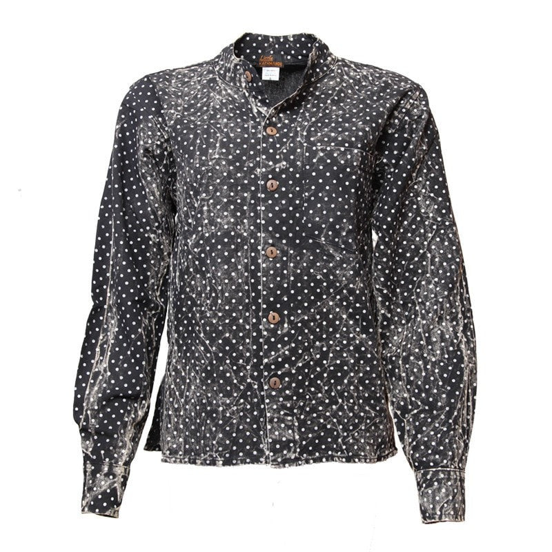 Polka Dot Collarless Shirt