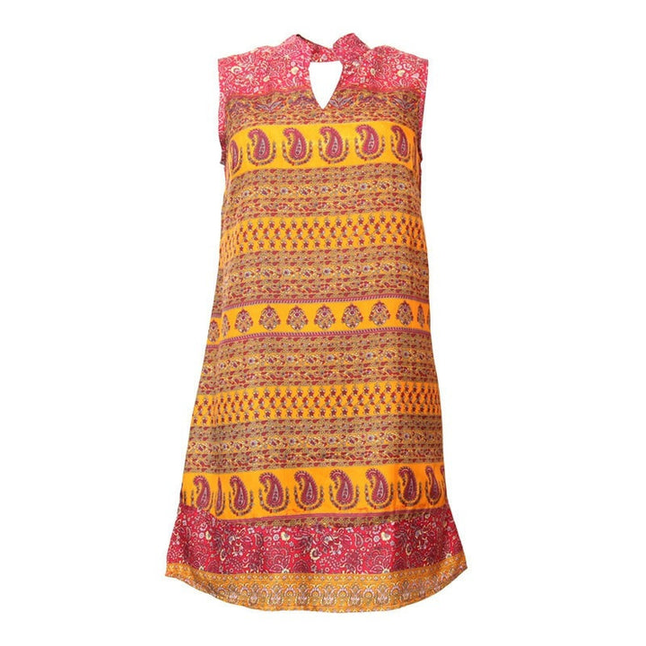 Paisley V High Neck Shift Dress