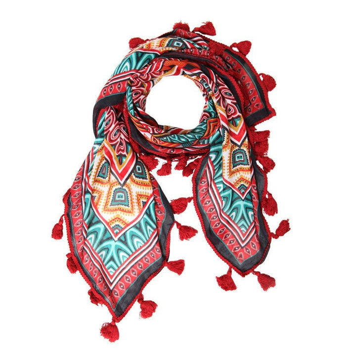 Oversized Tile Print Tassel Scarf