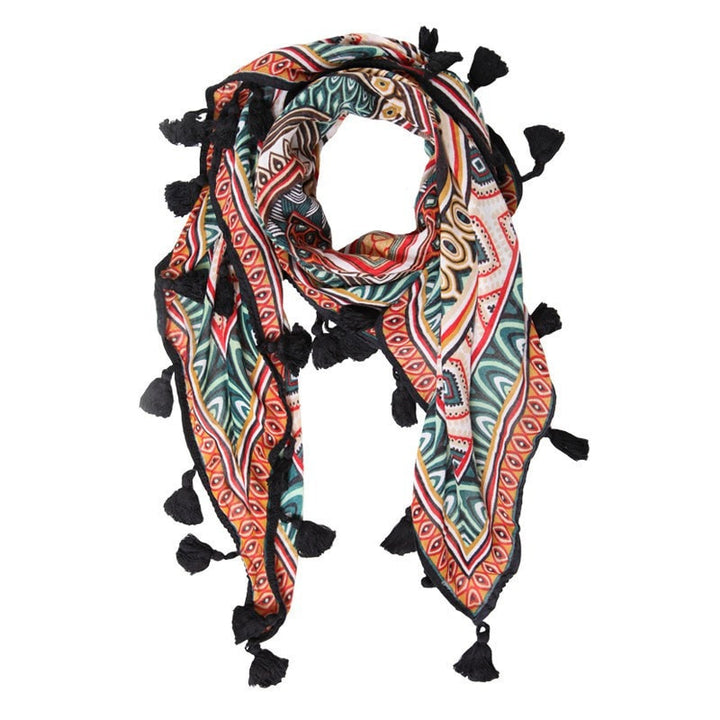Oversized Tile Print Tassel Scarf