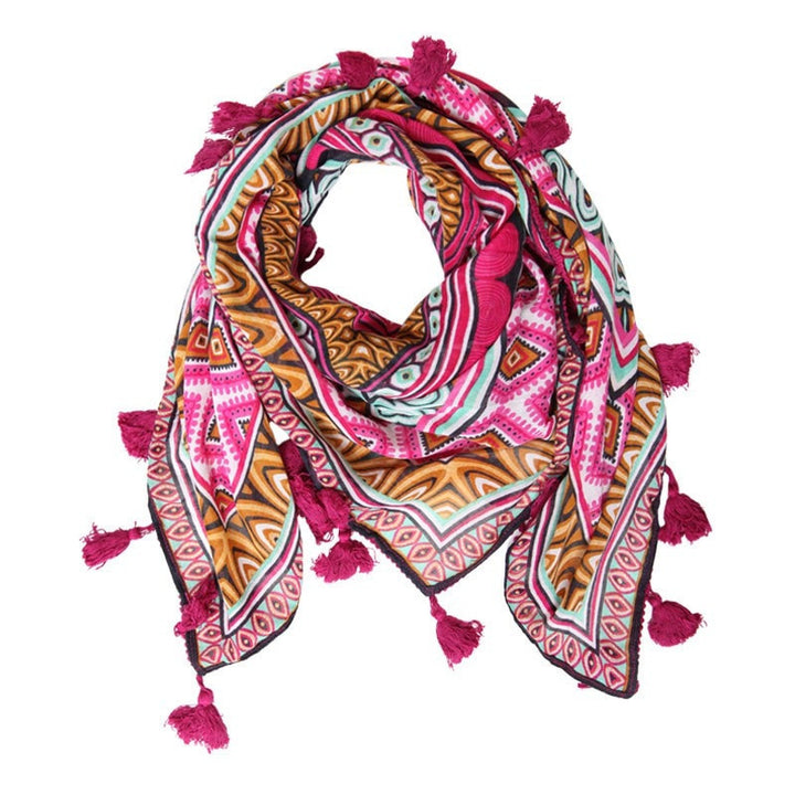 Oversized Tile Print Tassel Scarf