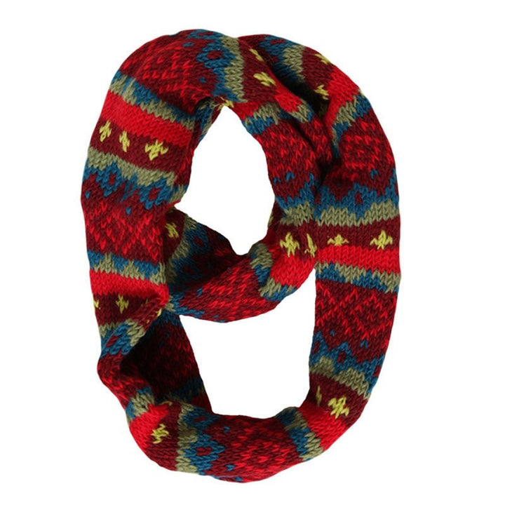 Red Patterned Knitted Snood