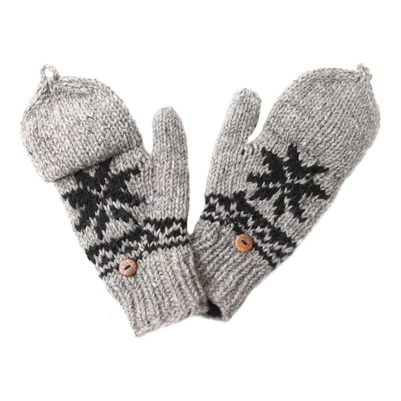Men's Grey Fingerless Glove Mittens