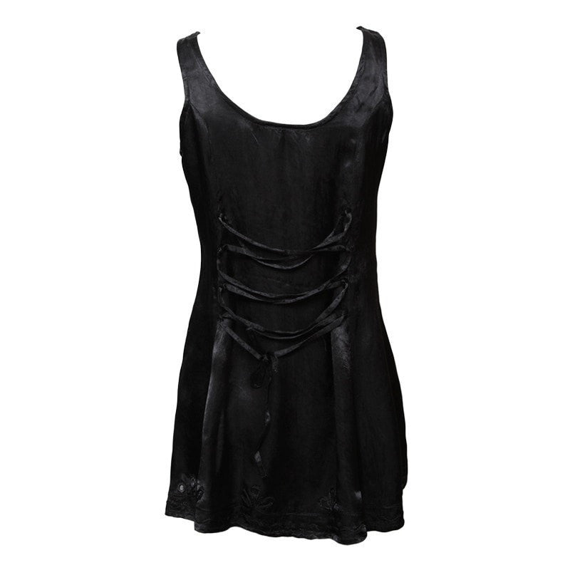 Satin & Velvet Cami with Lace Up Back