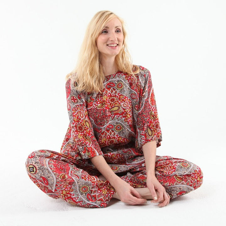 Paisley Print Straight Leg Trousers