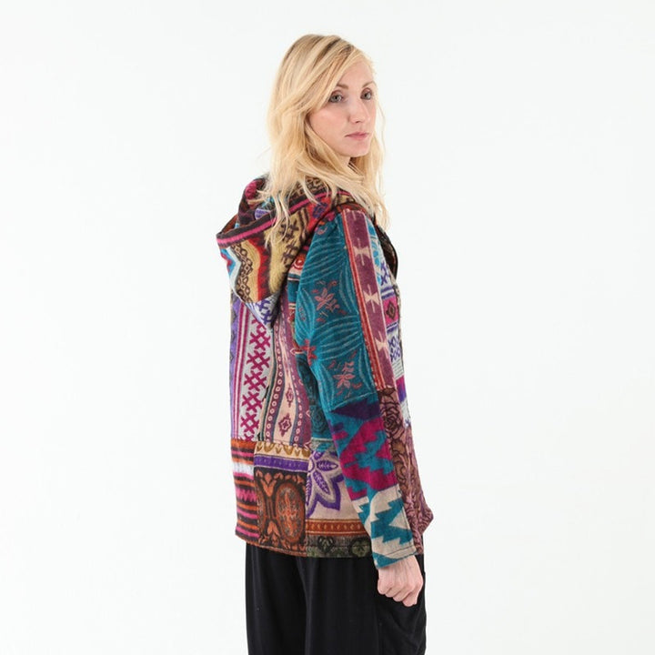 Patchwork Blanket Zip Up Hoodie
