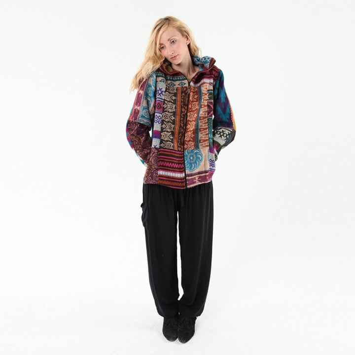 Patchwork Blanket Zip Up Hoodie