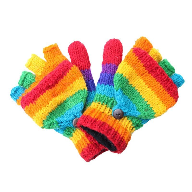 Men's Rainbow Fingerless Glove Mittens