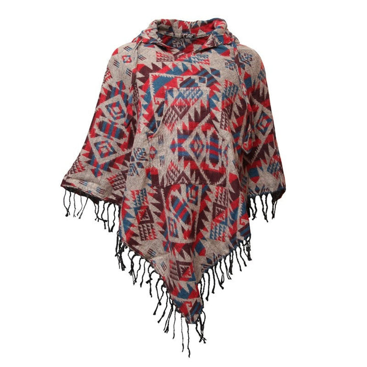 Patterned Blanket Diamond Poncho