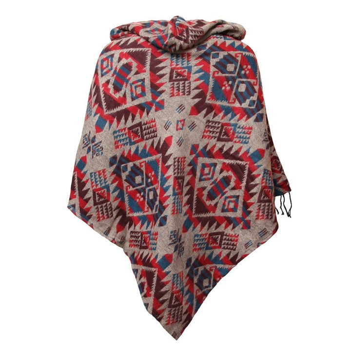 Patterned Blanket Diamond Poncho