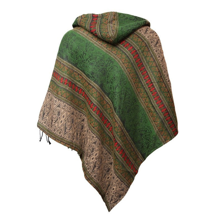 Patterned Blanket Diamond Poncho