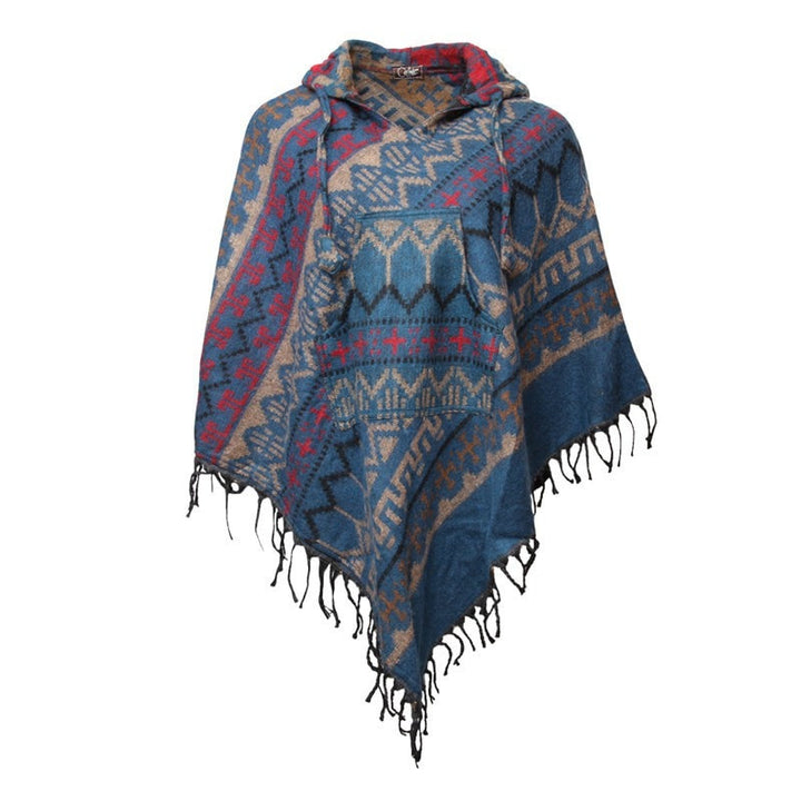Patterned Blanket Diamond Poncho