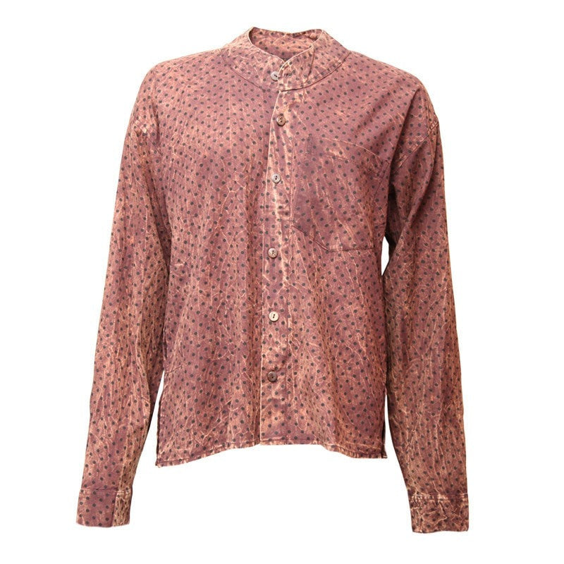 Polka Dot Collarless Shirt