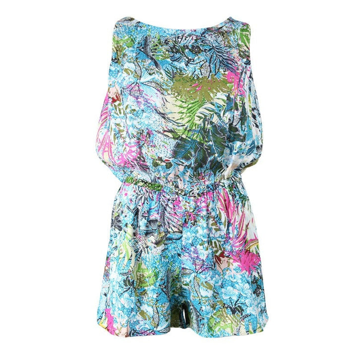Tropical Leaf Print Keyhole Back Playsuit