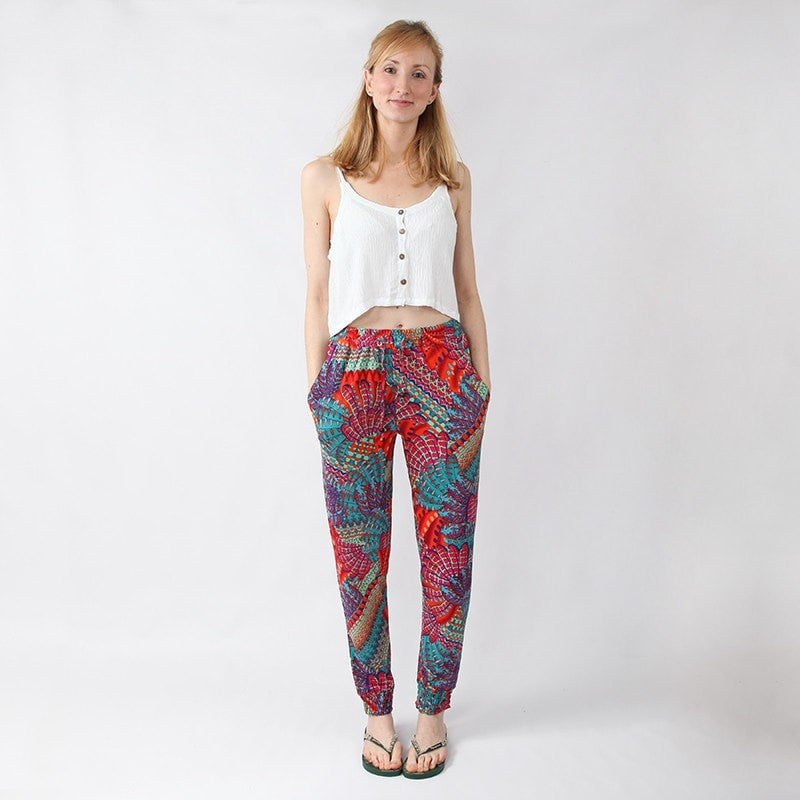 Paradise Feather Print Slim Joggers