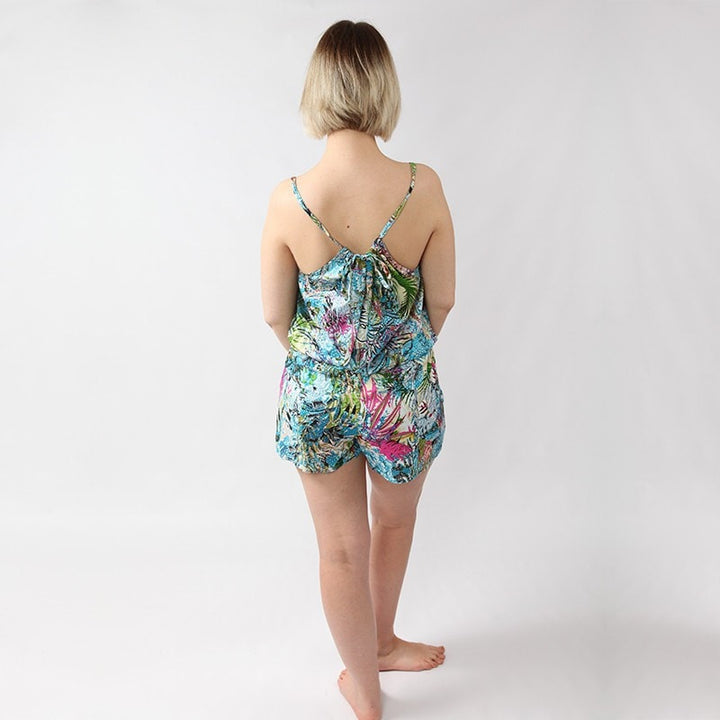 Tropical Leaf Print Keyhole Back Playsuit