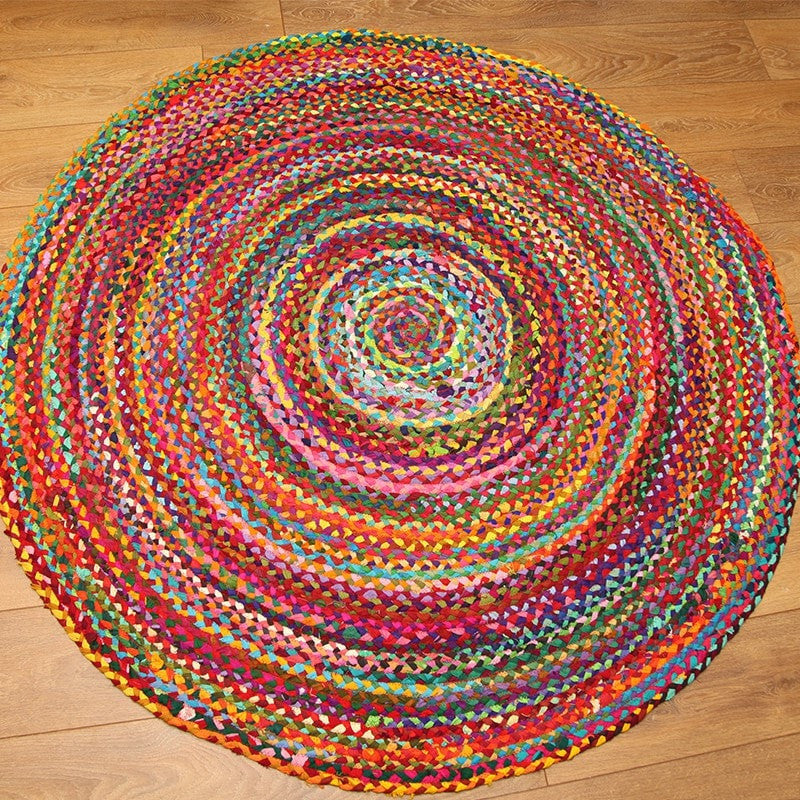 Multi Coloured Cotton Chindi Braided Rug