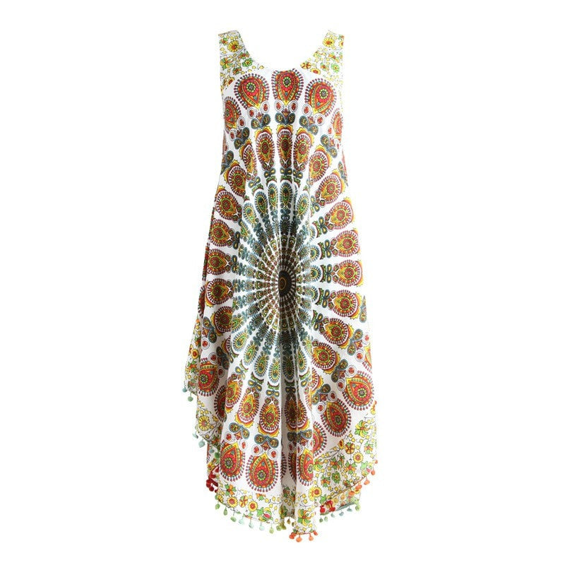 Pom Detail Beach Midi Dress