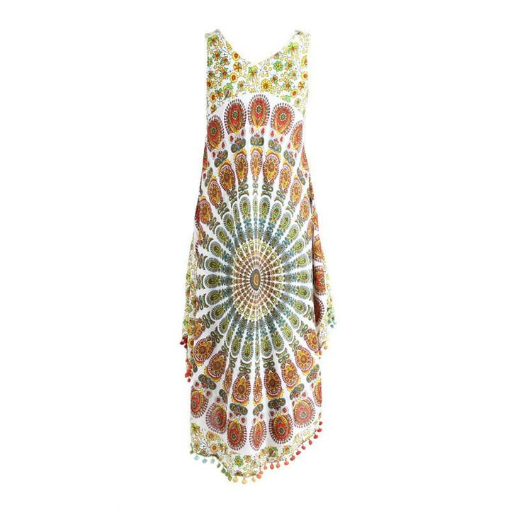 Pom Detail Beach Midi Dress