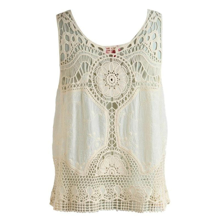 Crochet Lace Off White Sleeveless Top