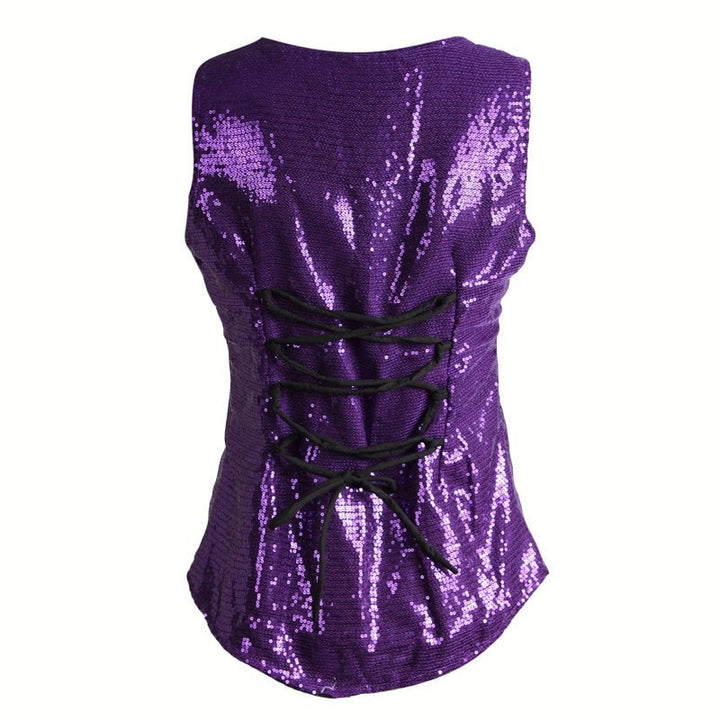 Sequin Tie Back Party Waistcoat
