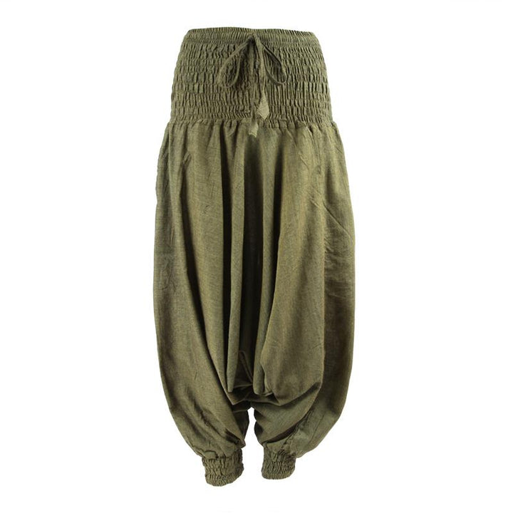 Plain Drop Crotch Harem Pants