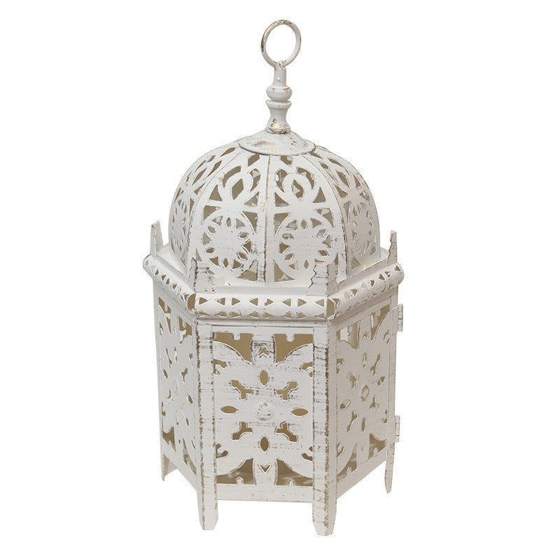 Moroccan White Metal Lantern