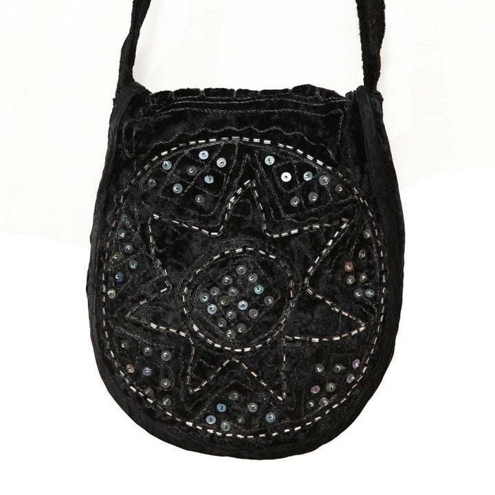Embellished Velvet Saddle Bag