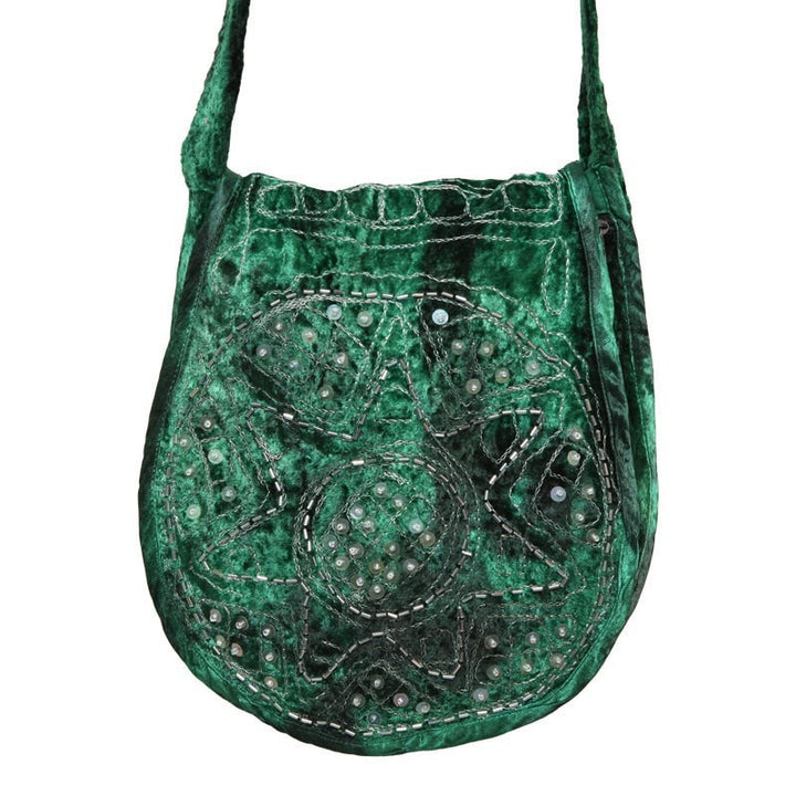 Embellished Velvet Saddle Bag
