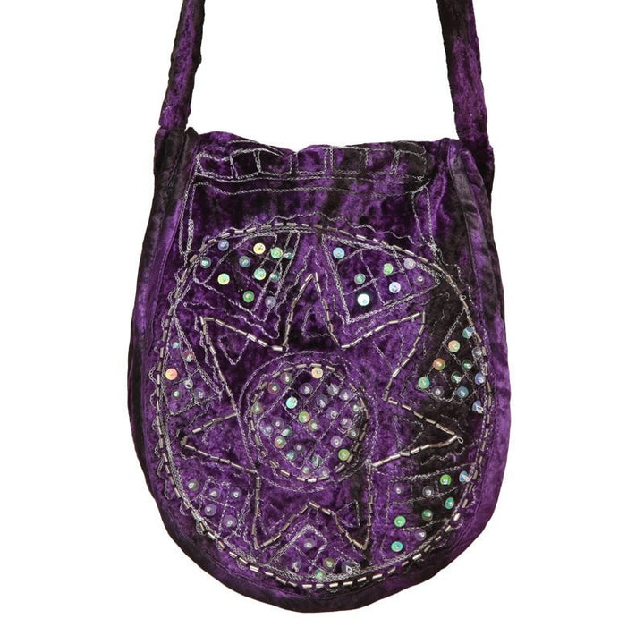 Embellished Velvet Saddle Bag