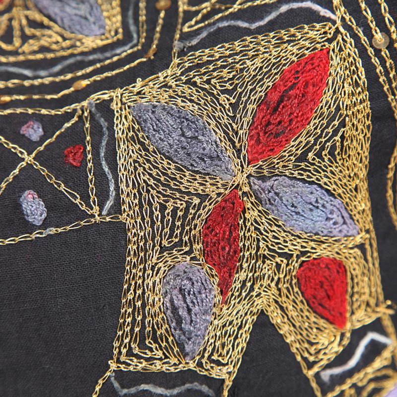 Elephant Embroidered Drawstring Slouch Backpack