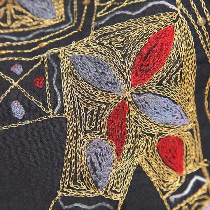 Elephant Embroidered Drawstring Slouch Backpack