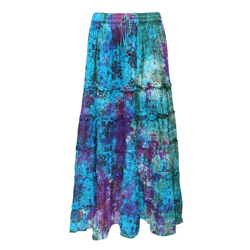 Tie Dye Lurex Maxi Skirt