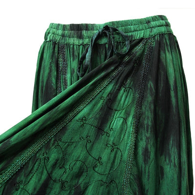 Midi Embroidered Tie Dye Gypsy Skirt