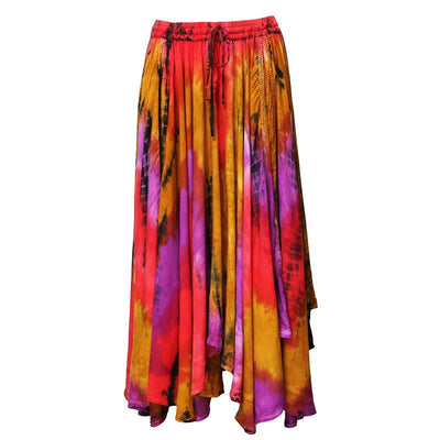 Midi Embroidered Tie Dye Gypsy Skirt