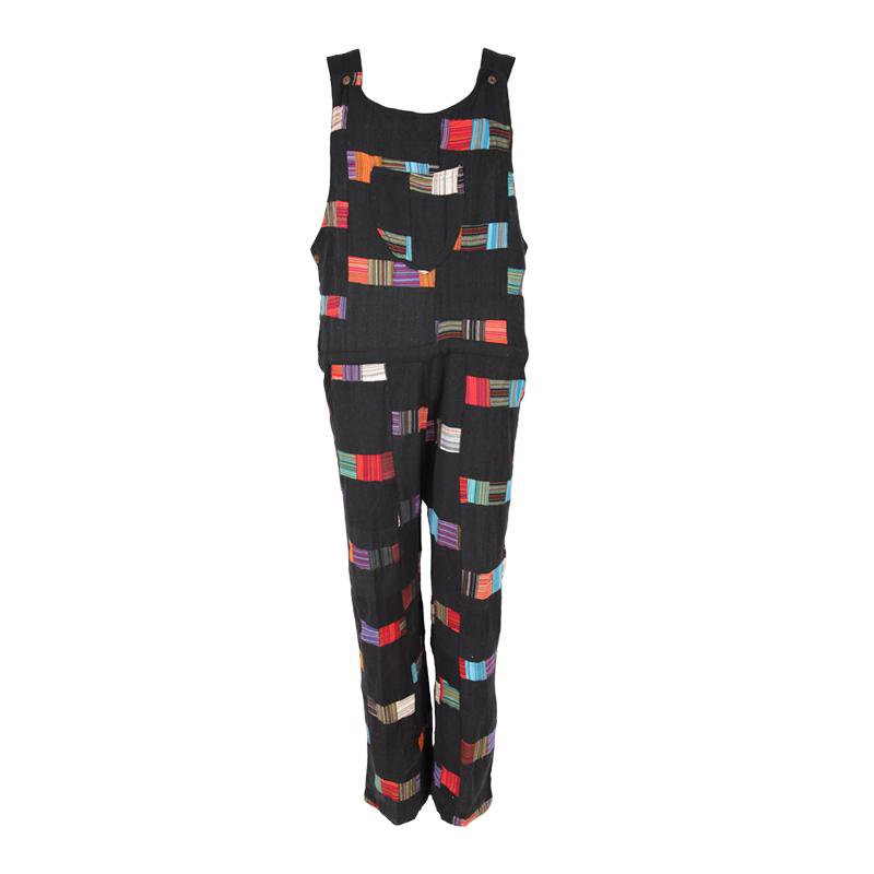 Black Patchwork Dungarees