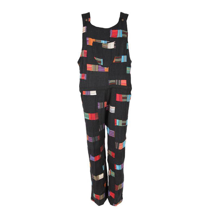 Black Patchwork Dungarees