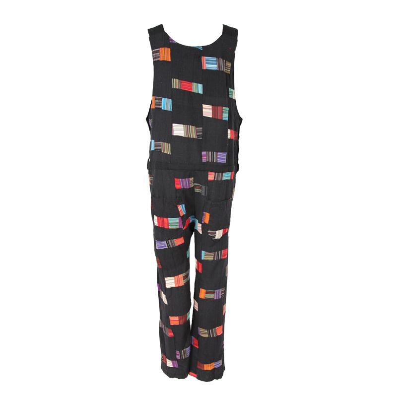 Black Patchwork Dungarees